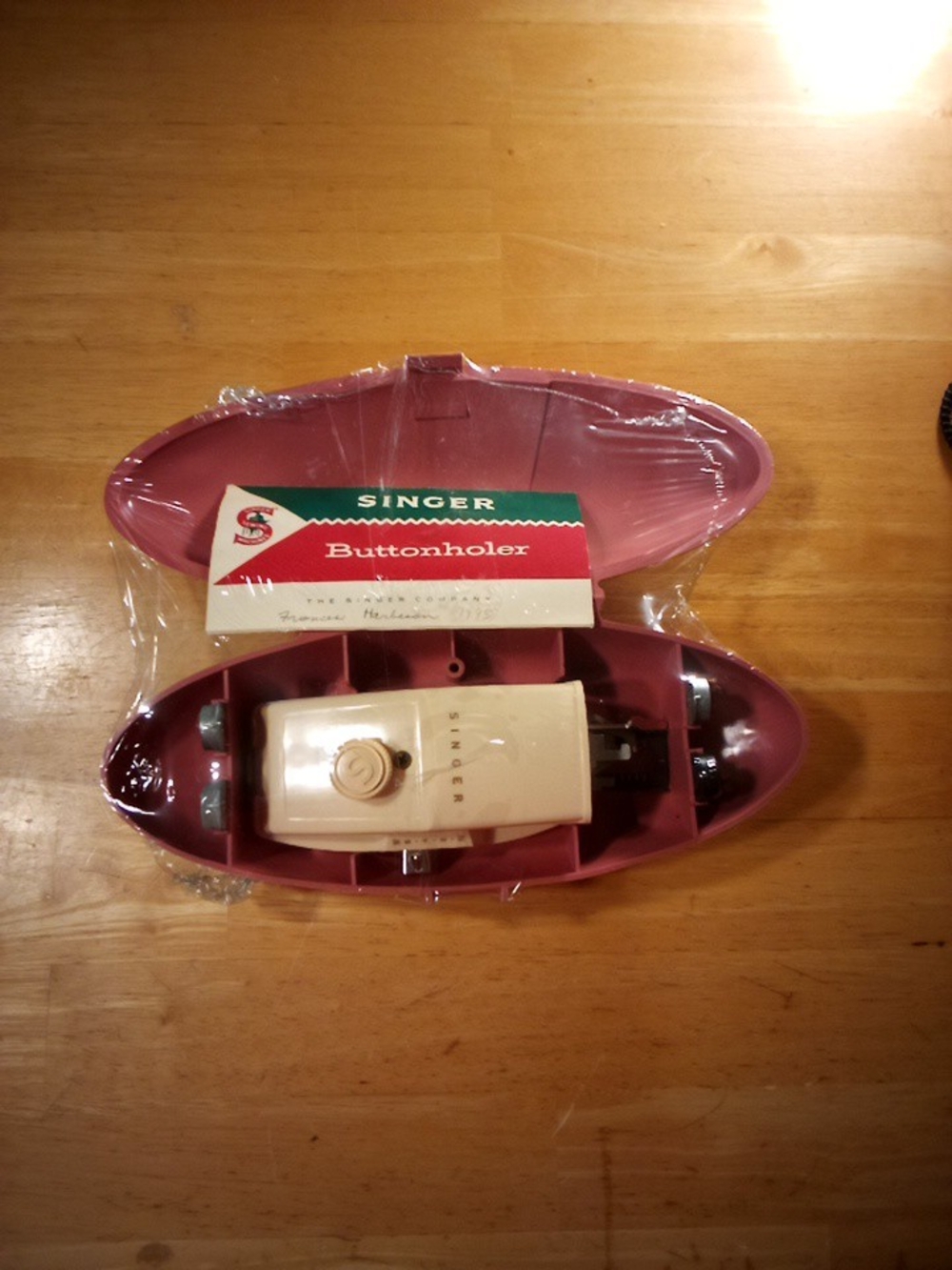 Singer Pink Buttonholer with Case Still Sealed With Instructions